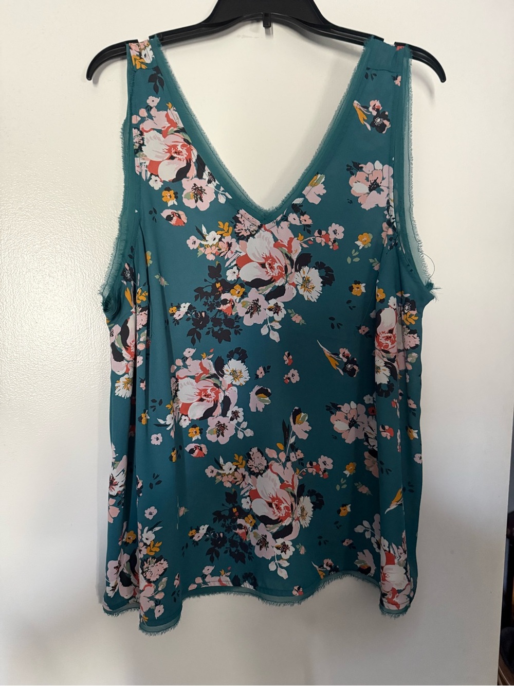 TORRID Floral V-Neck Sleeveless Top - Teal (0)